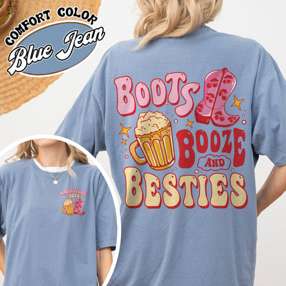 Bachelorette Comfort Colors Shirt, Boots Booze and Besties Nashville, Bachelorette Party