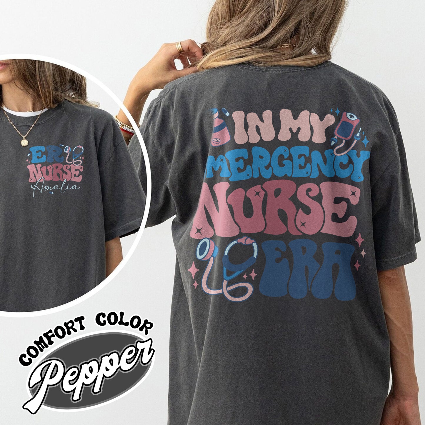 In My Emergency Nurse Era Comfort Color Shirt, Emergency Department Nurse, Emergency Department Nurses Week, Personalized Emergency Nurse