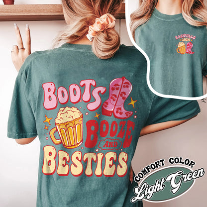 Bachelorette Comfort Colors Shirt, Boots Booze and Besties Nashville, Bachelorette Party