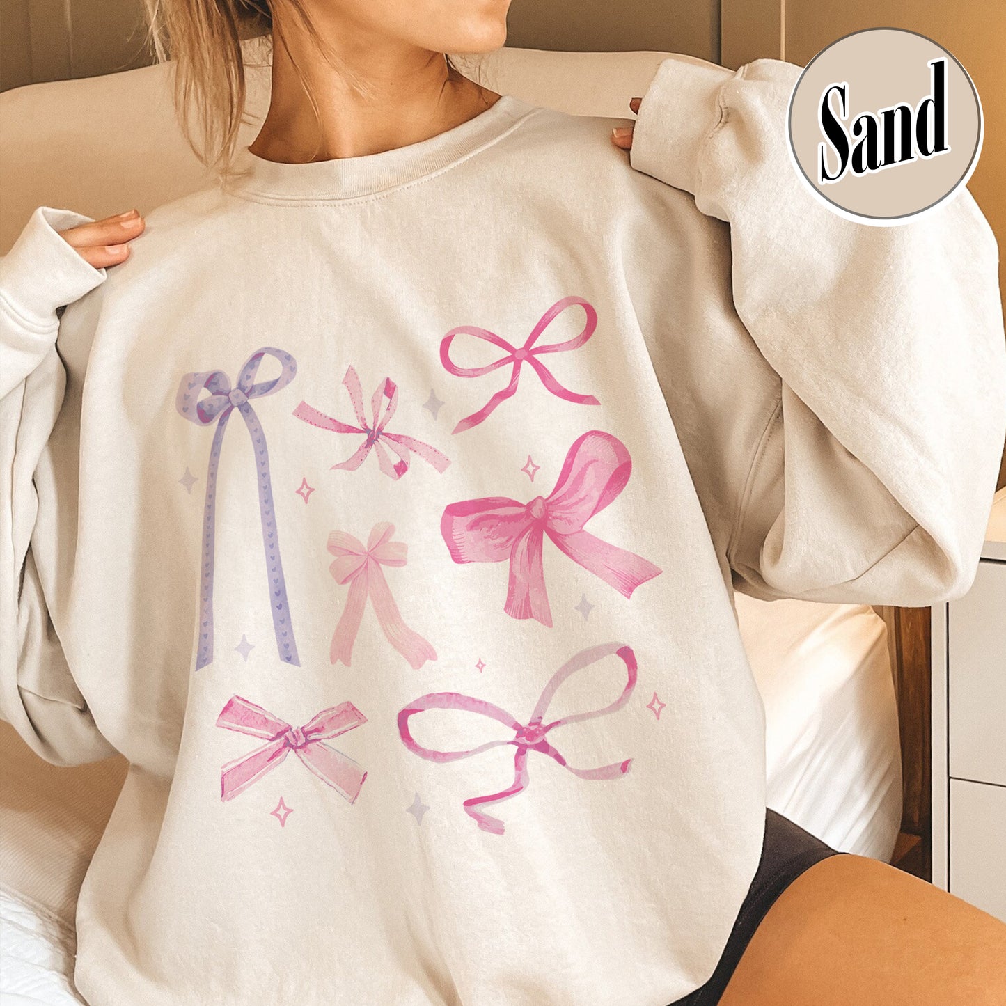 Coquette Pink Bow Sweatshirt, Trendy Pink Bow Clothing, Pink Bow Crewneck Sweatshirt, Pink Bow, Coquette Sweatshirt, Aesthetic Pink Bow