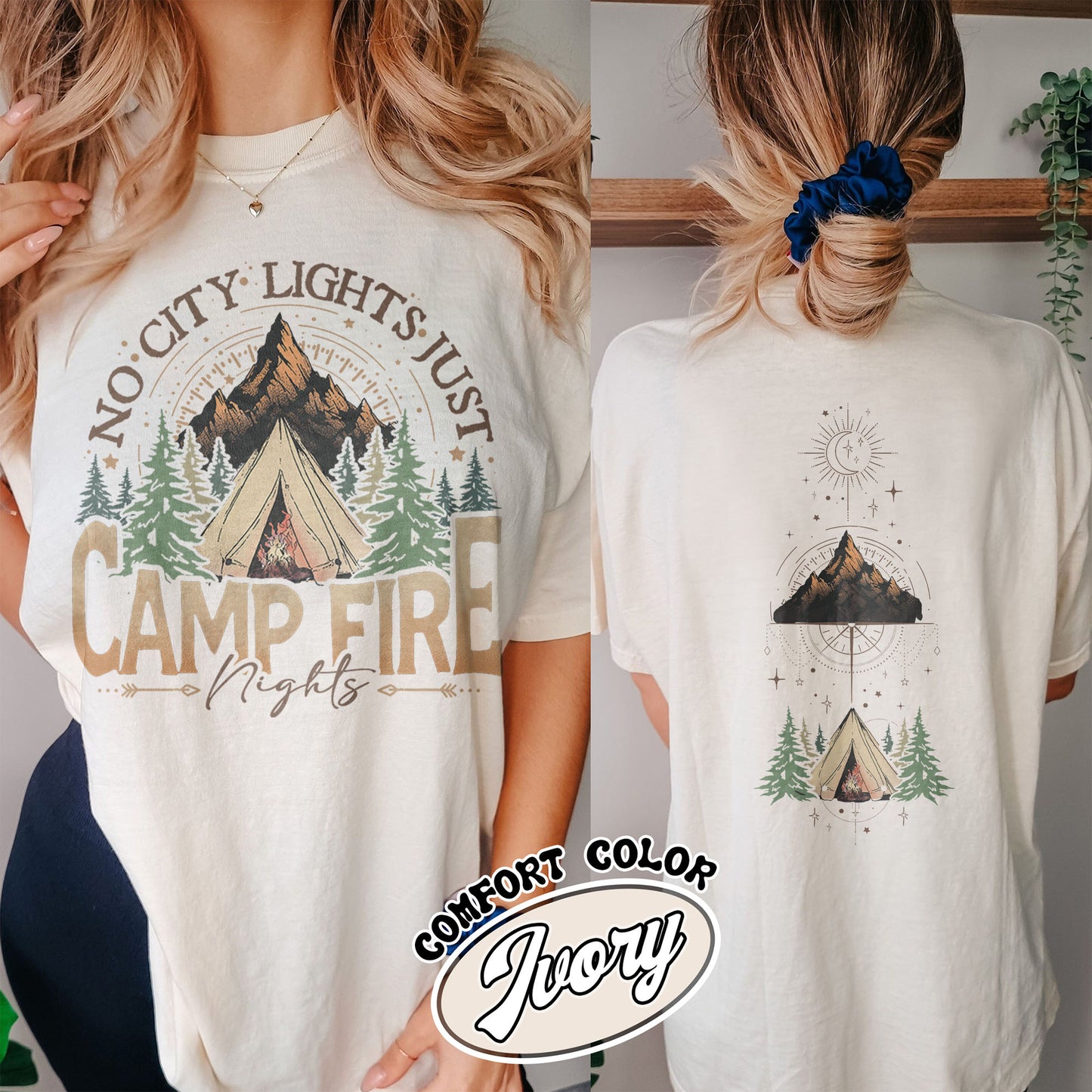 No City Lights Just Camp Fire Night Comfort Color Shirt, Camping Shirt, Camp Fire T-Shirts, Camping Mode, Travel Shirt, Adventure Shirt, Adventure Lover Shirt