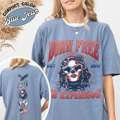 Born Free But Now I'm Expensive Comfort Color Shirt, Retro 4th Of July Shirt, 4th Of July Gift Tee, Independence Day Shirts, Usa Flag Shirt, Skeleton Shirt