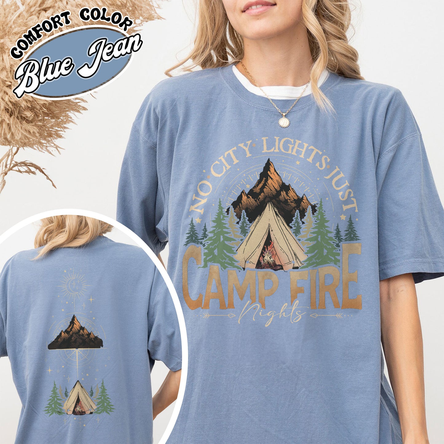 No City Lights Just Camp Fire Night Comfort Color Shirt, Camping Shirt, Camp Fire T-Shirts, Camping Mode, Travel Shirt, Adventure Shirt, Adventure Lover Shirt