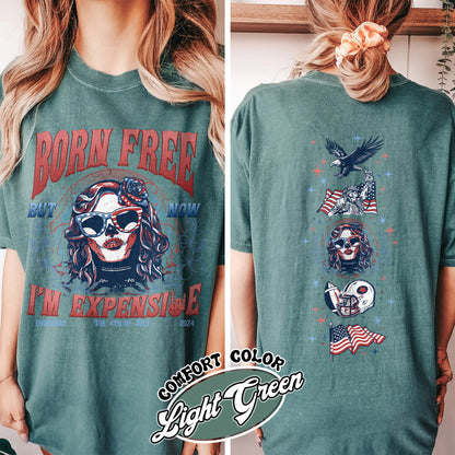 Born Free But Now I'm Expensive Comfort Color Shirt, Retro 4th Of July Shirt, 4th Of July Gift Tee, Independence Day Shirts, Usa Flag Shirt, Skeleton Shirt