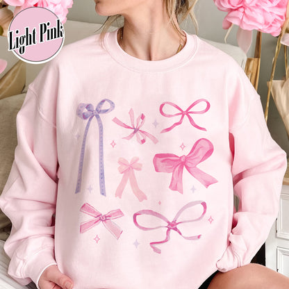 Coquette Pink Bow Sweatshirt, Trendy Pink Bow Clothing, Pink Bow Crewneck Sweatshirt, Pink Bow, Coquette Sweatshirt, Aesthetic Pink Bow