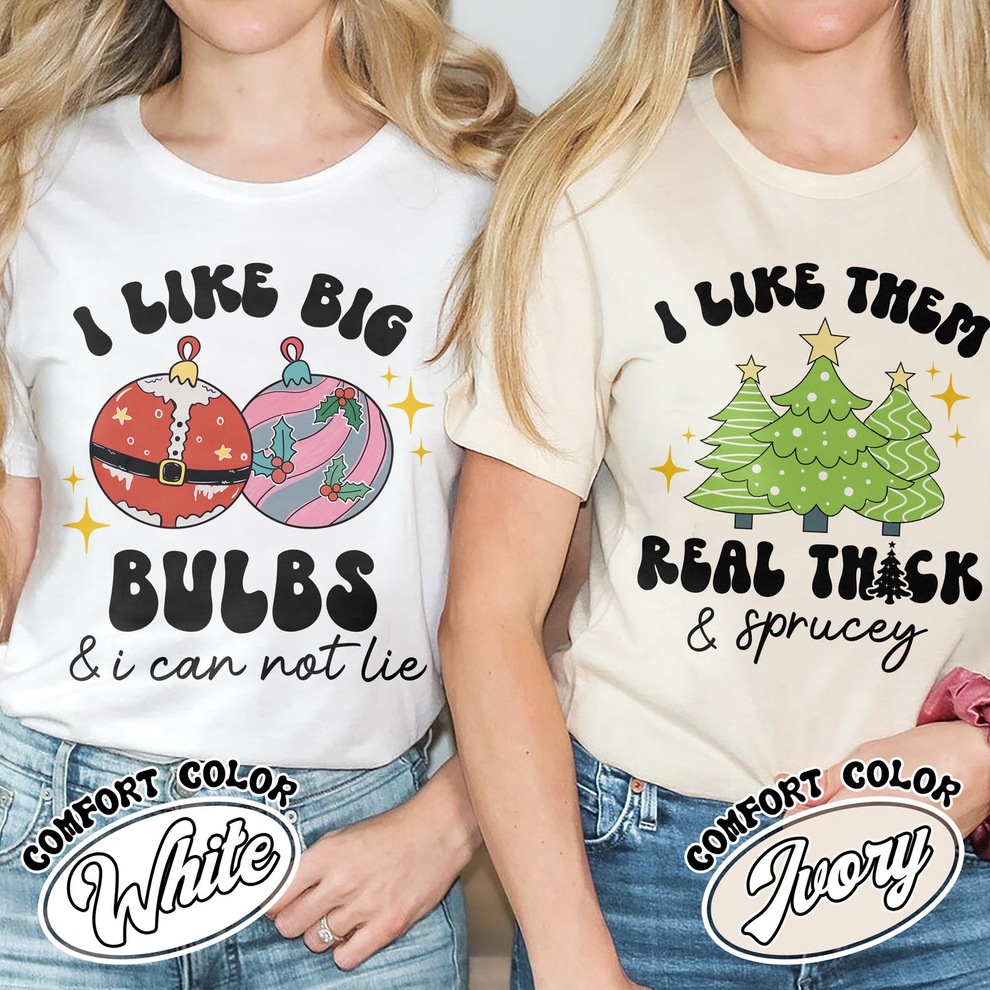 Funny Couples Christmas Comfort Color, I Like Big Bulbs, Christmas Matching Couple Shirts, Husband Wife Shirts, Christmas Couples Pajamas