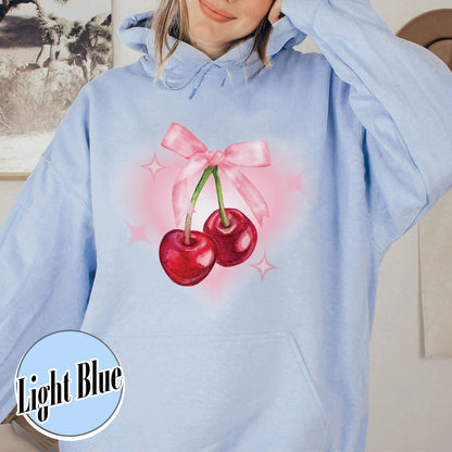 Cherry Bow Hoodie, Coquette Cherry Bow, Bow and Cherry, Coquette Cherry and Bow Hoodie, Cherry Bow Aesthetic Hoodie