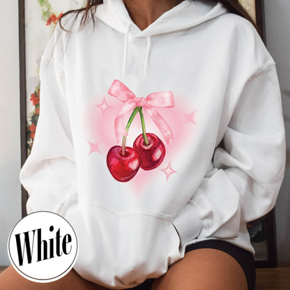 Cherry Bow Hoodie, Coquette Cherry Bow, Bow and Cherry, Coquette Cherry and Bow Hoodie, Cherry Bow Aesthetic Hoodie