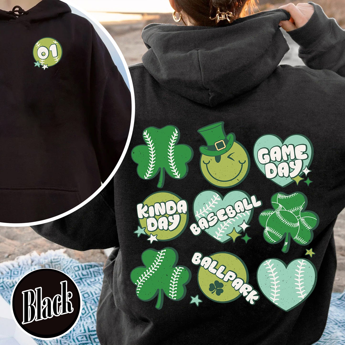 Game Day Hoodie, Baseball Mom Hoodie, Baseball Hoodie, St Patricks Baseball, St Patricks Day Hoodie, Custom Baseball Hoodie