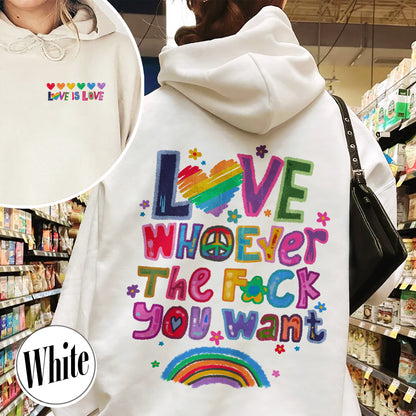 Love Whoever the F You Want Hoodie, Pride Month Hoodie, LGBT Hoodie, Rainbow Hoodie, Gay Pride Trendy Hoodie, Live Laugh Lesbian, Lesbian Hoodie