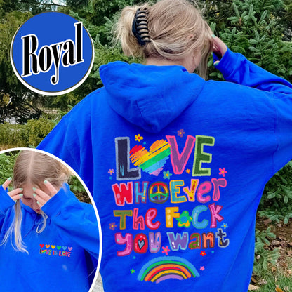 Love Whoever the F You Want Hoodie, Pride Month Hoodie, LGBT Hoodie, Rainbow Hoodie, Gay Pride Trendy Hoodie, Live Laugh Lesbian, Lesbian Hoodie