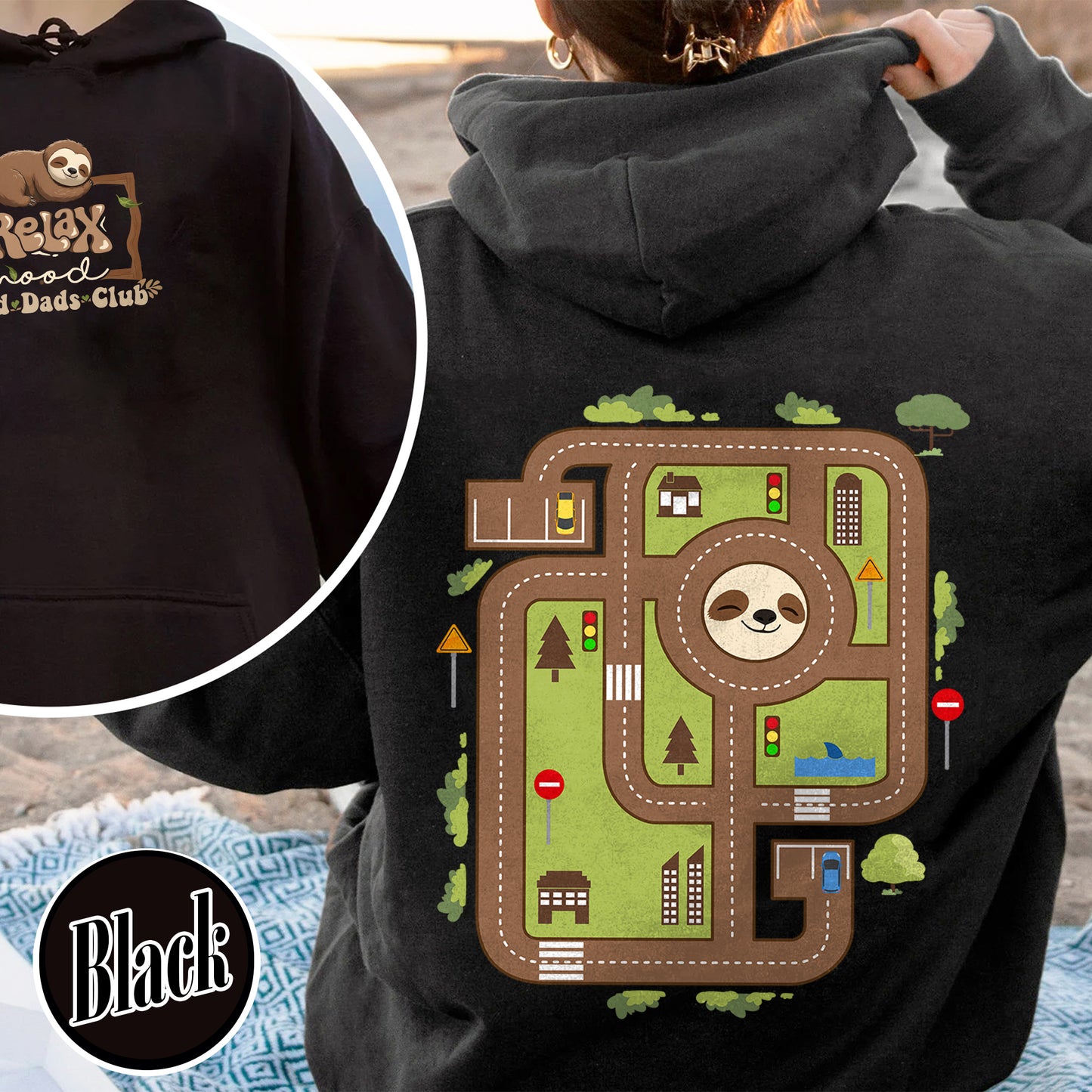 Race Car Track Hoodie for Dad, Race Track Hoodie for Dad, Racing Hoodie for Dad, Tired Dads Club, Tired Dads Club, Toy Car Massage Hoodie