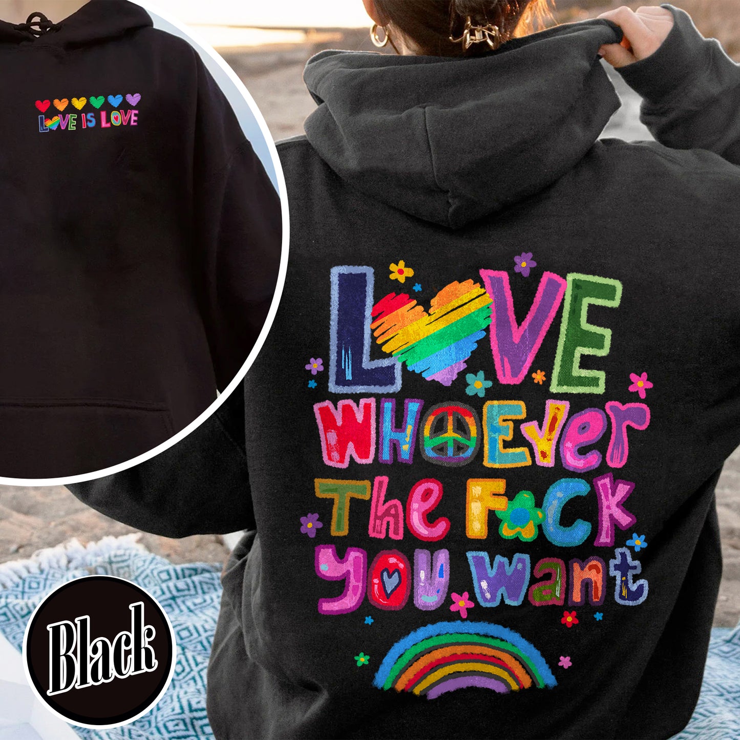 Love Whoever the F You Want Hoodie, Pride Month Hoodie, LGBT Hoodie, Rainbow Hoodie, Gay Pride Trendy Hoodie, Live Laugh Lesbian, Lesbian Hoodie