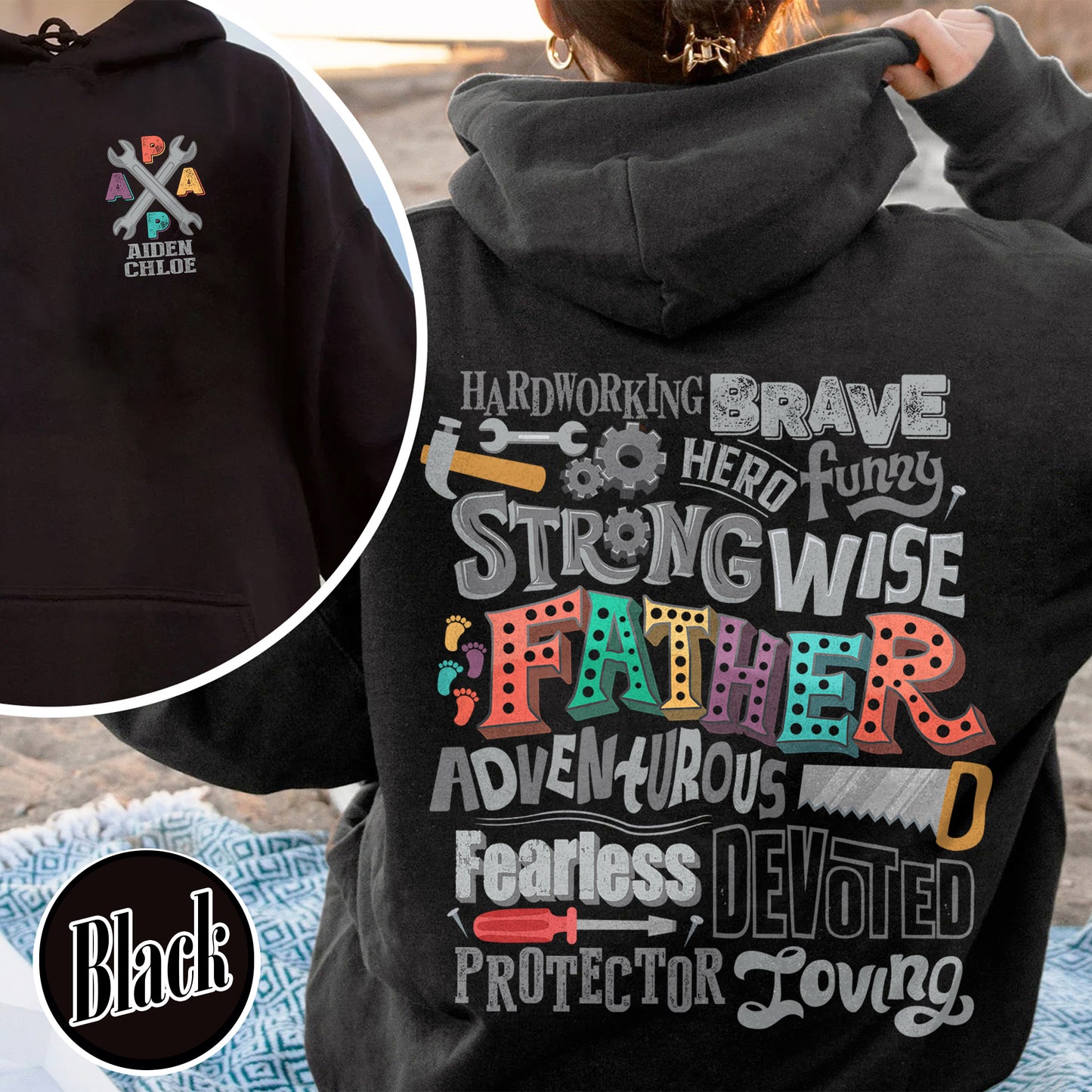 Custom Best Dad Ever Hoodie, Custom Best Dad Ever, Happy Father’s Day, for Men, Papa Cross Hoodie, Personalized With Name, Gift for DAD