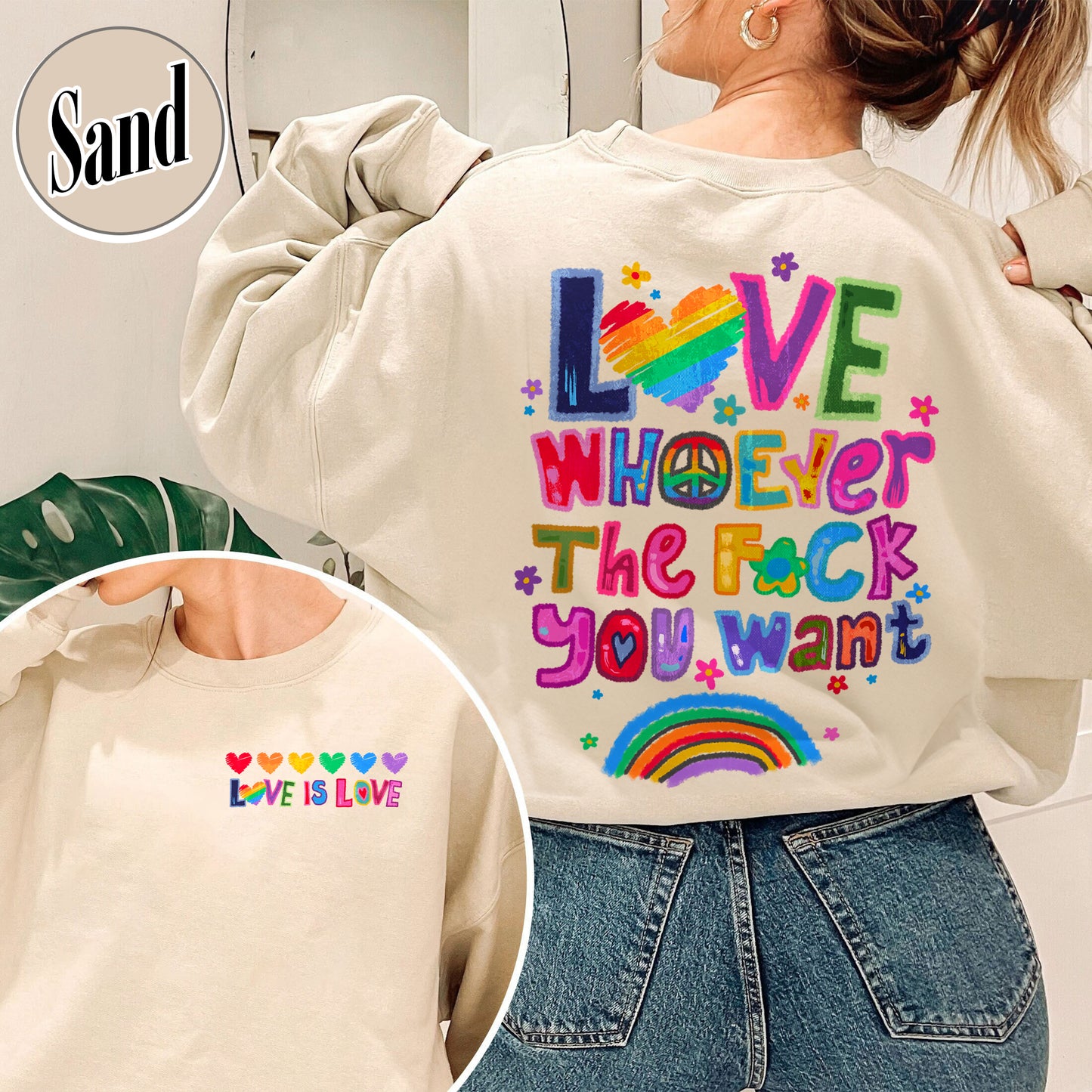 Love Whoever the F You Want Sweatshirt, Pride Month Sweatshirt, LGBT Sweatshirt, Rainbow Sweatshirt, Gay Pride Trendy Sweatshirt, Live Laugh Lesbian, Lesbian Sweatshirt