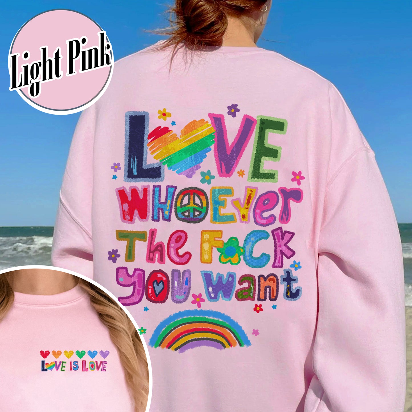 Love Whoever the F You Want Sweatshirt, Pride Month Sweatshirt, LGBT Sweatshirt, Rainbow Sweatshirt, Gay Pride Trendy Sweatshirt, Live Laugh Lesbian, Lesbian Sweatshirt