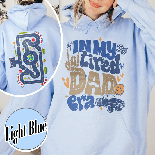 Race Car Track Hoodie for Dad, Race Track Hoodie for Dad, Racing Hoodie for Dad, In My Tired Dad Era Hoodie, Tired Dads Club, Toy Car Massage Hoodie