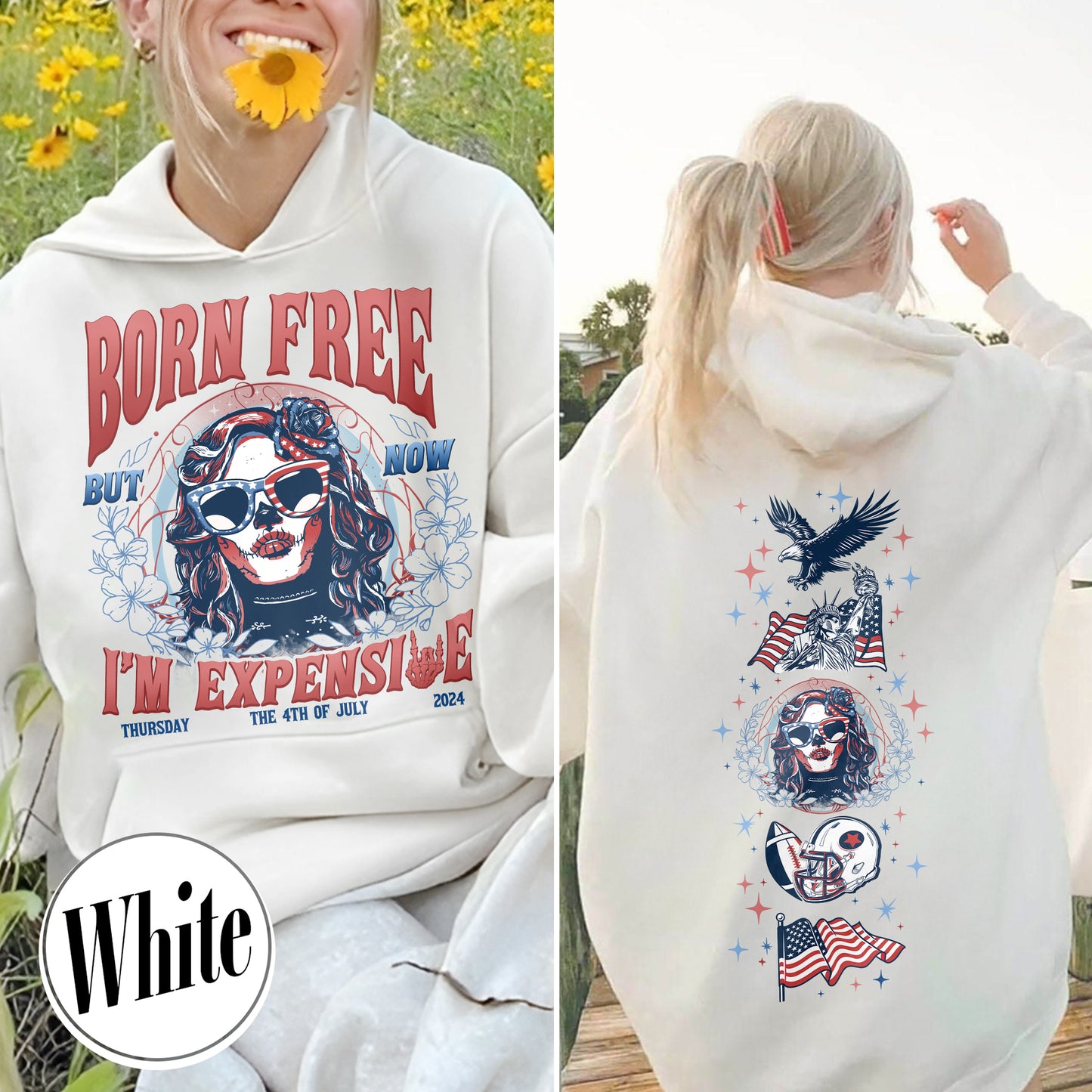 Born Free But Now I'm Expensive Hoodie, Retro 4th Of July Hoodie, 4th Of July Gift, Independence Day, Usa Flag Hoodie, Skeleton Hoodie
