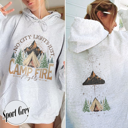No City Lights Just Camp Fire Night Hoodie, Camping Hoodie, Camp Fire, Camping Mode, Travel Hoodie, Adventure Hoodie, Adventure Lover