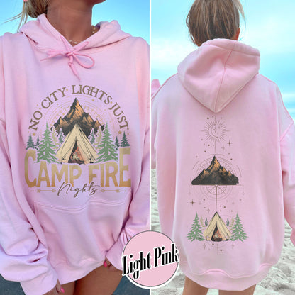 No City Lights Just Camp Fire Night Hoodie, Camping Hoodie, Camp Fire, Camping Mode, Travel Hoodie, Adventure Hoodie, Adventure Lover