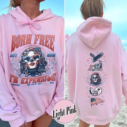 Born Free But Now I'm Expensive Hoodie, Retro 4th Of July Hoodie, 4th Of July Gift, Independence Day, Usa Flag Hoodie, Skeleton Hoodie