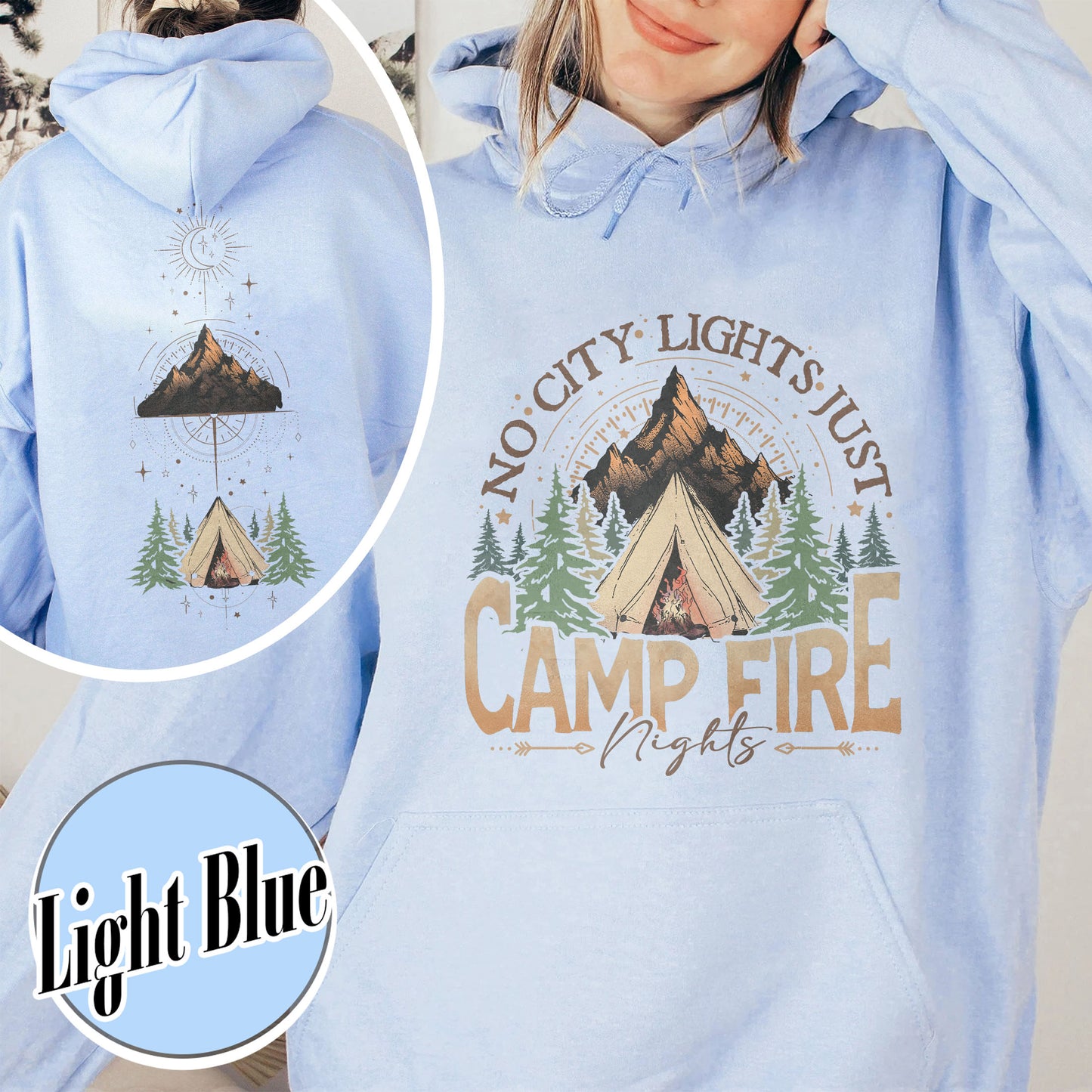 No City Lights Just Camp Fire Night Hoodie, Camping Hoodie, Camp Fire, Camping Mode, Travel Hoodie, Adventure Hoodie, Adventure Lover