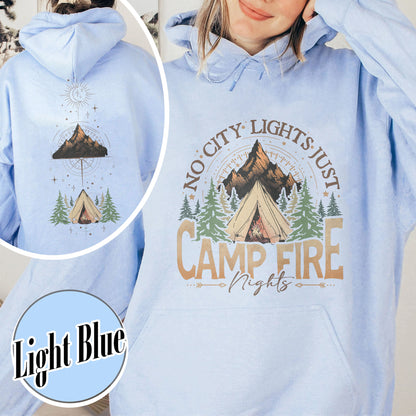 No City Lights Just Camp Fire Night Hoodie, Camping Hoodie, Camp Fire, Camping Mode, Travel Hoodie, Adventure Hoodie, Adventure Lover