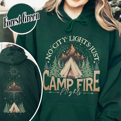 No City Lights Just Camp Fire Night Hoodie, Camping Hoodie, Camp Fire, Camping Mode, Travel Hoodie, Adventure Hoodie, Adventure Lover