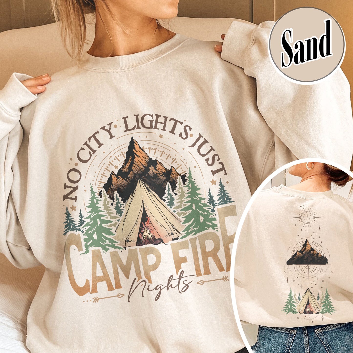 No City Lights Just Camp Fire Night Sweatshirt, Camping Sweatshirt, Camp Fire, Camping Mode, Travel Sweatshirt, Adventure Sweatshirt, Adventure Lover Sweatshirt