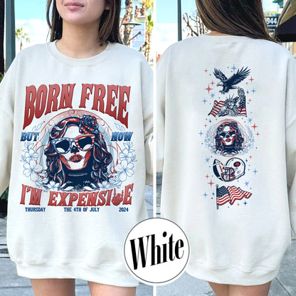 Born Free But Now I'm Expensive Sweatshirt, Retro 4th Of July Sweatshirt, 4th Of July Gift Sweatshirt, Independence Day, Usa Flag Sweatshirt, Skeleton