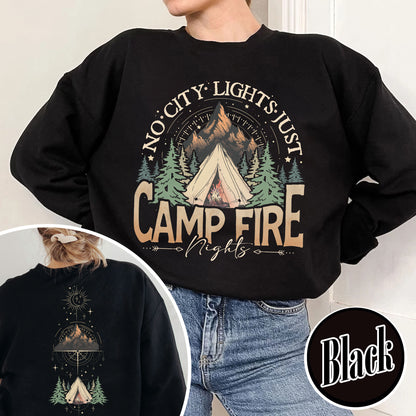 No City Lights Just Camp Fire Night Sweatshirt, Camping Sweatshirt, Camp Fire, Camping Mode, Travel Sweatshirt, Adventure Sweatshirt, Adventure Lover Sweatshirt