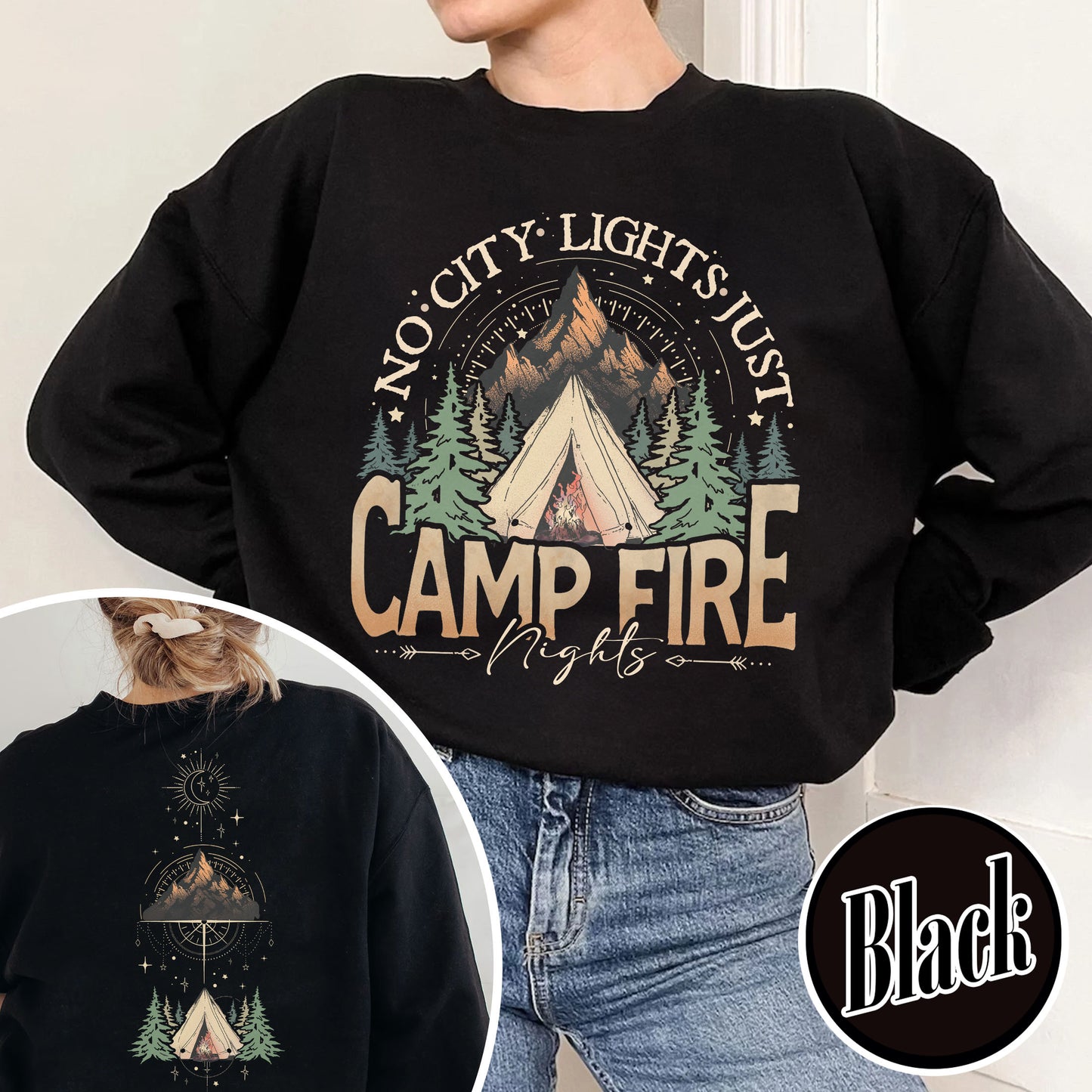 No City Lights Just Camp Fire Night Sweatshirt, Camping Sweatshirt, Camp Fire, Camping Mode, Travel Sweatshirt, Adventure Sweatshirt, Adventure Lover Sweatshirt