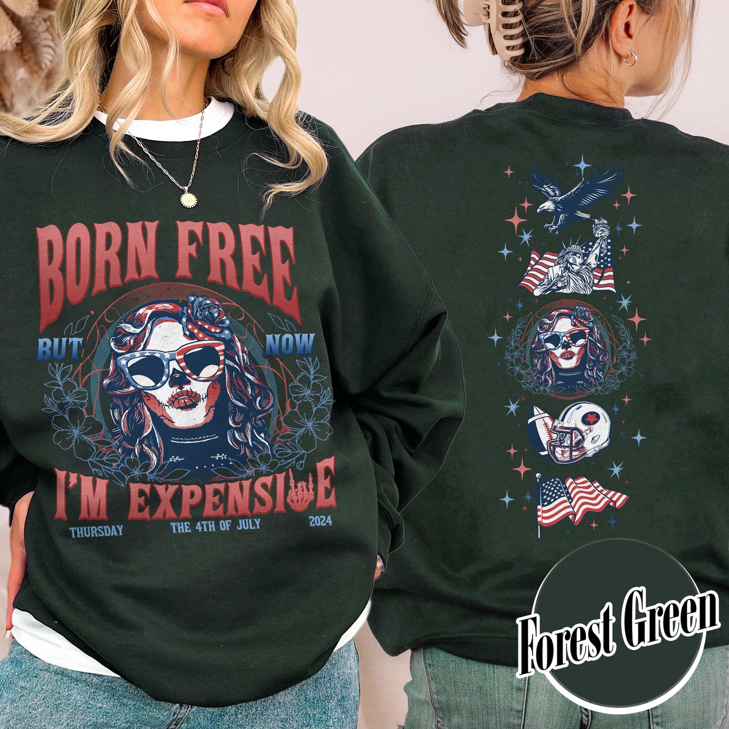 Born Free But Now I'm Expensive Sweatshirt, Retro 4th Of July Sweatshirt, 4th Of July Gift Sweatshirt, Independence Day, Usa Flag Sweatshirt, Skeleton