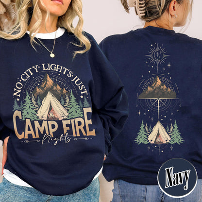 No City Lights Just Camp Fire Night Sweatshirt, Camping Sweatshirt, Camp Fire, Camping Mode, Travel Sweatshirt, Adventure Sweatshirt, Adventure Lover Sweatshirt