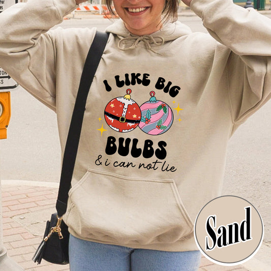 Funny Couples Christmas Hoodie, I Like Big Bulbs, Christmas Matching Couple Shirts, Husband Wife Shirts, Christmas Couples Pajamas