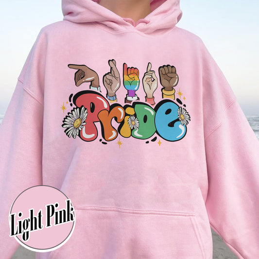 Sign Language Pride Hoodie, Pride 2024 Hoodie, LGBTQ Groovy Hoodie, Pride Hoodie Bestseller, LGBT Be Kind Hoodie, Equality Hoodie, Pride Hoodie