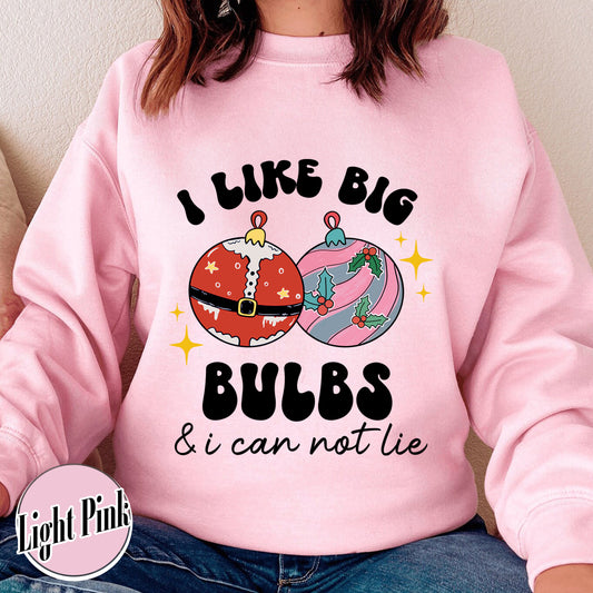 Funny Couples Christmas Sweatshirt, I Like Big Bulbs, Christmas Matching Couple Shirts, Husband Wife Shirts, Christmas Couples Pajamas