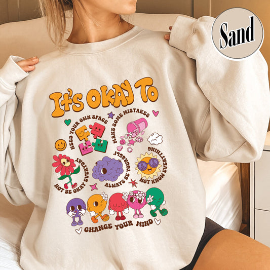 Mental Health Sweatshirt Feelings Matter, 988 Mental Health Matters, It's Okay To Sweatshirt, Its Okay To Feel All The Feels Sweatshirt