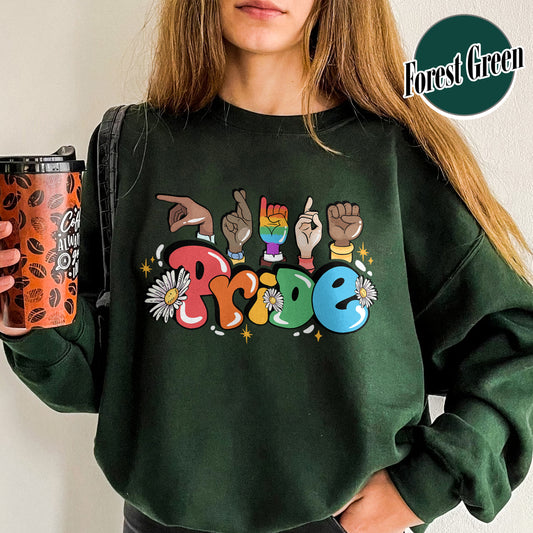 Sign Language Pride Sweatshirt, Pride 2024 Sweatshirt, LGBTQ Groovy Sweatshirt, Pride Shirt Bestseller, LGBT Be Kind Sweatshirt, Equality Sweatshirt, Pride Sweatshirt