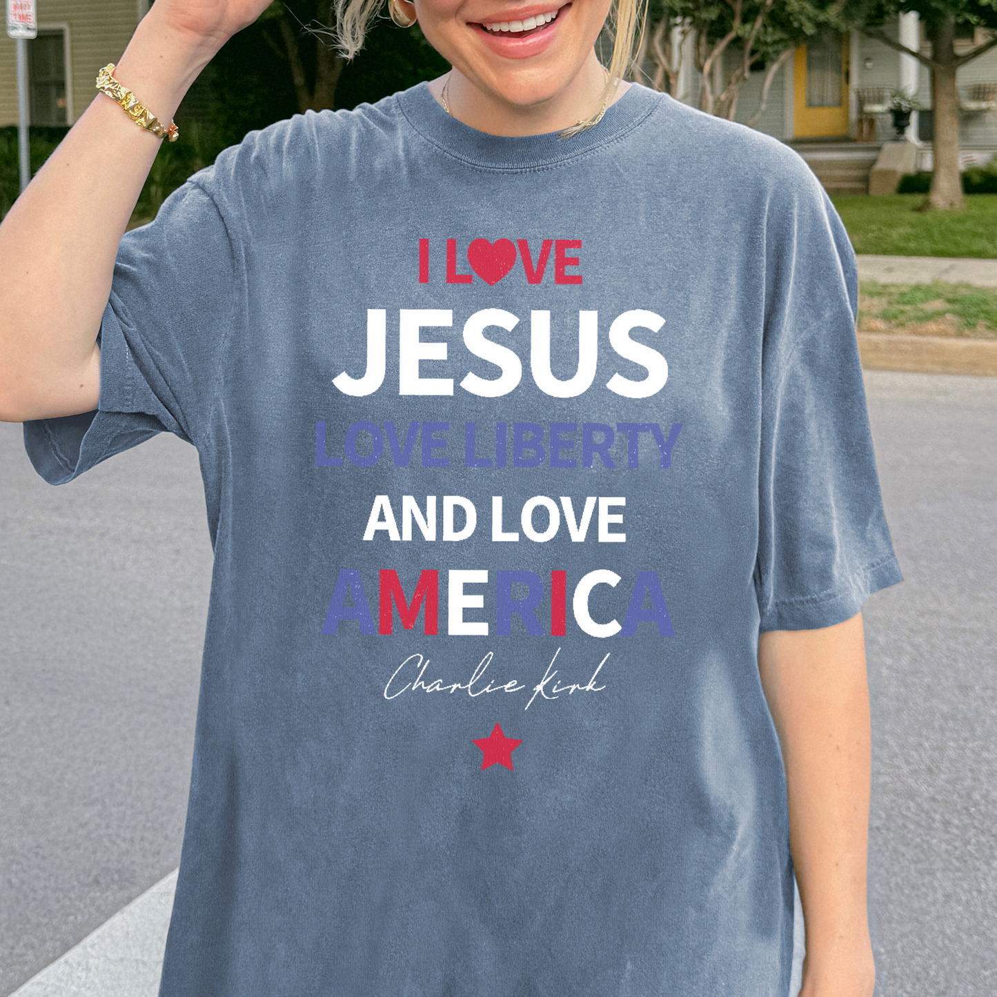 Charlie Kirk Shirt: I Love Jesus, Liberty & America, Comfort Colors® Free Speech Tee