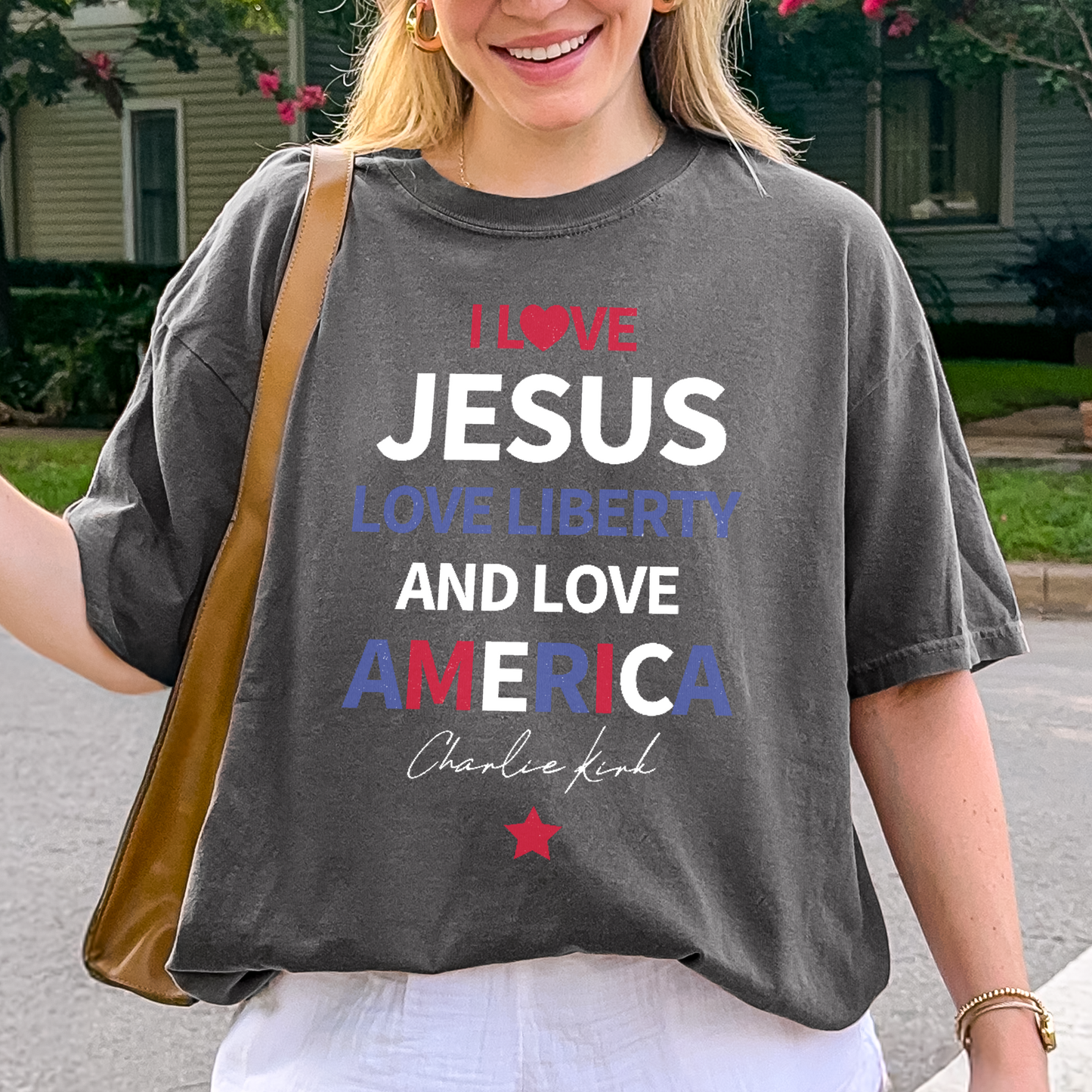 Charlie Kirk Shirt: I Love Jesus, Liberty & America, Comfort Colors® Free Speech Tee