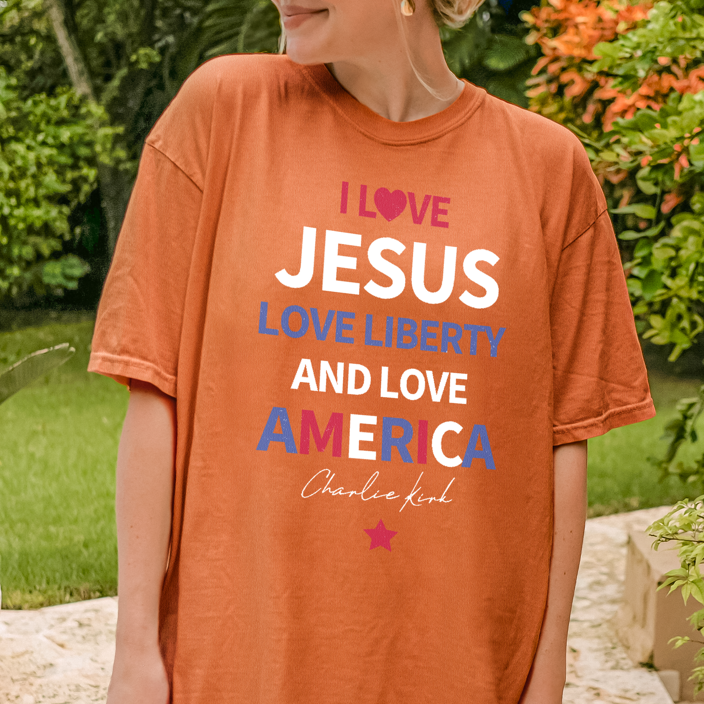 Charlie Kirk Shirt: I Love Jesus, Liberty & America, Comfort Colors® Free Speech Tee