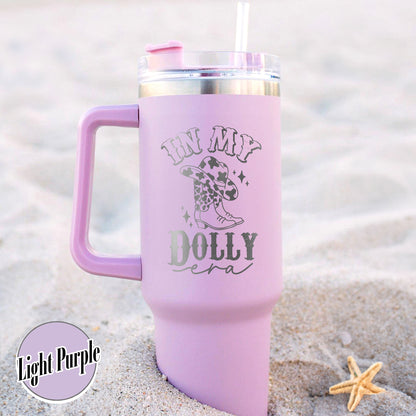 Dolly Tumbler Engraved 40oz, Dolly Cowboys Tumbler With Handle