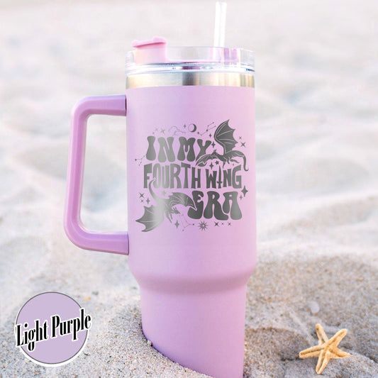 In My Fourth Wing Tumbler 40oz, Engraved Tumbler With Handle
