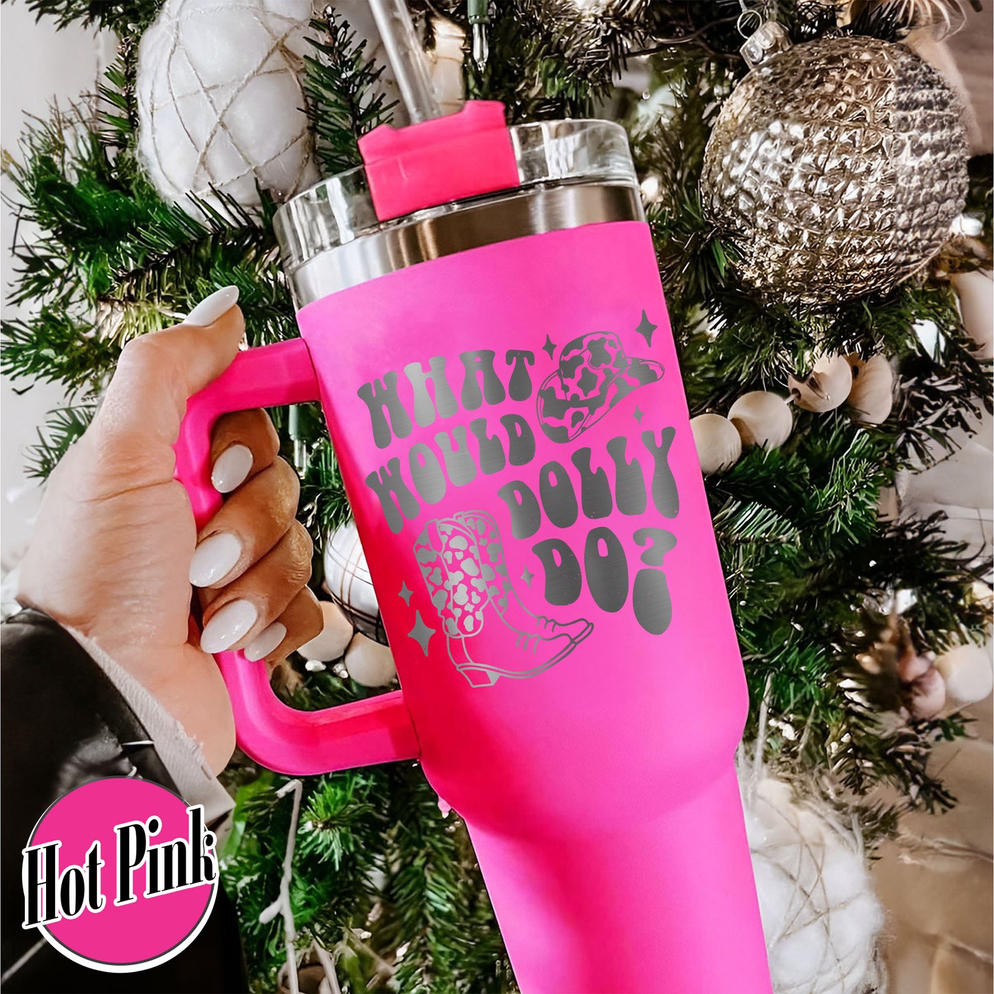 Tumblers 40oz With Dolly, Dolly Tumbler, Dolly Cowboys Tumbler With Handle, 40oz Tumbler Engraved, 40oz Tumbler With Handle, Holiday Gift