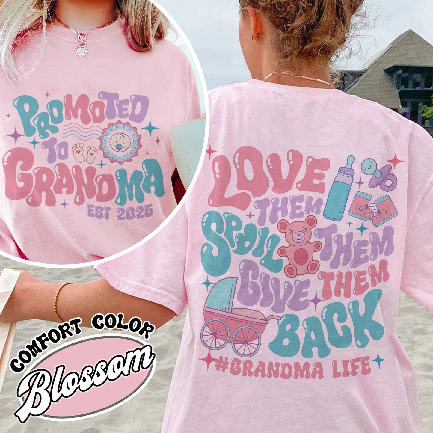 Mother’s Day Comfort Color Shirt, Custom Promoted to Grandma Shirt, Personalize Est Grandma Shirt