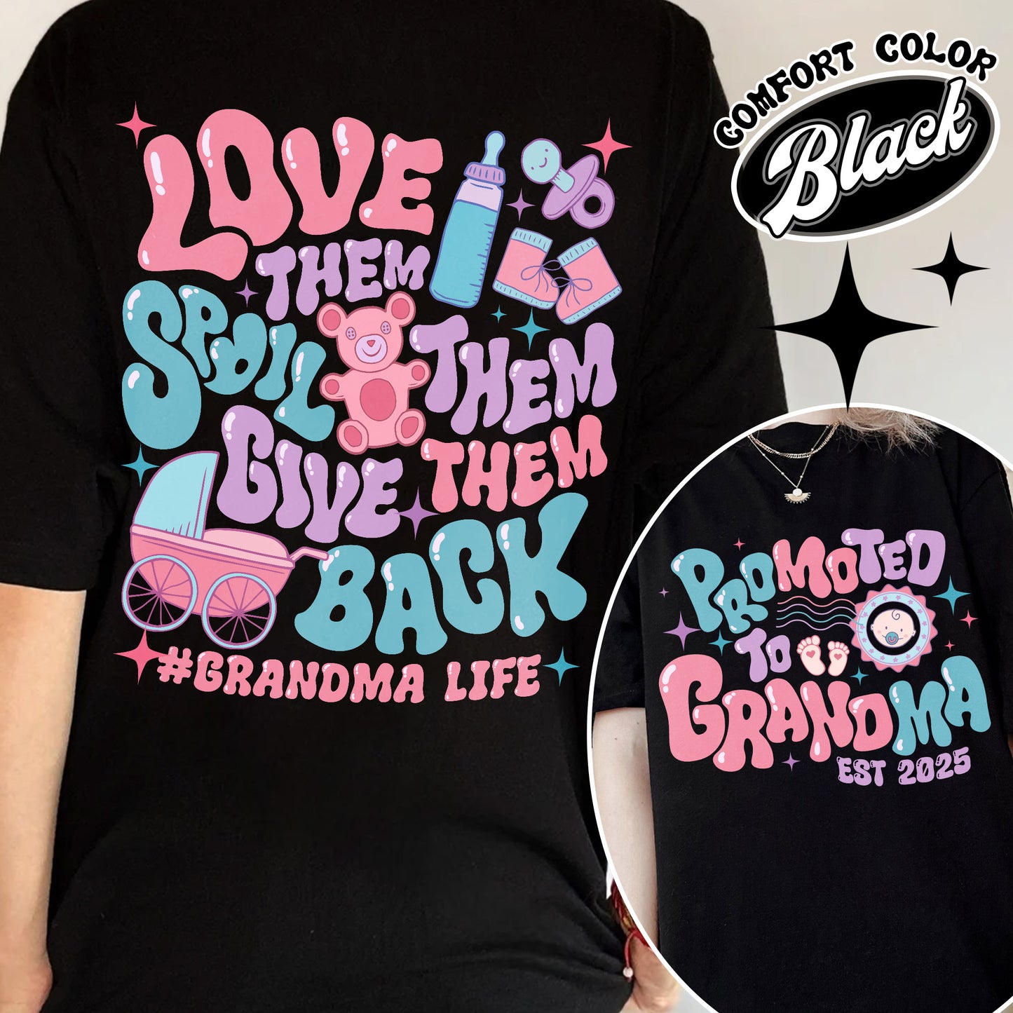 Mother’s Day Comfort Color Shirt, Custom Promoted to Grandma Shirt, Personalize Est Grandma Shirt