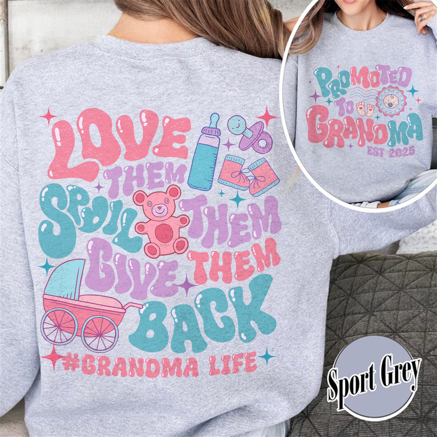 Mother’s Day Sweatshirt, Custom Promoted to Grandma Sweatshirt, Personalize Est Grandma Sweatshirt