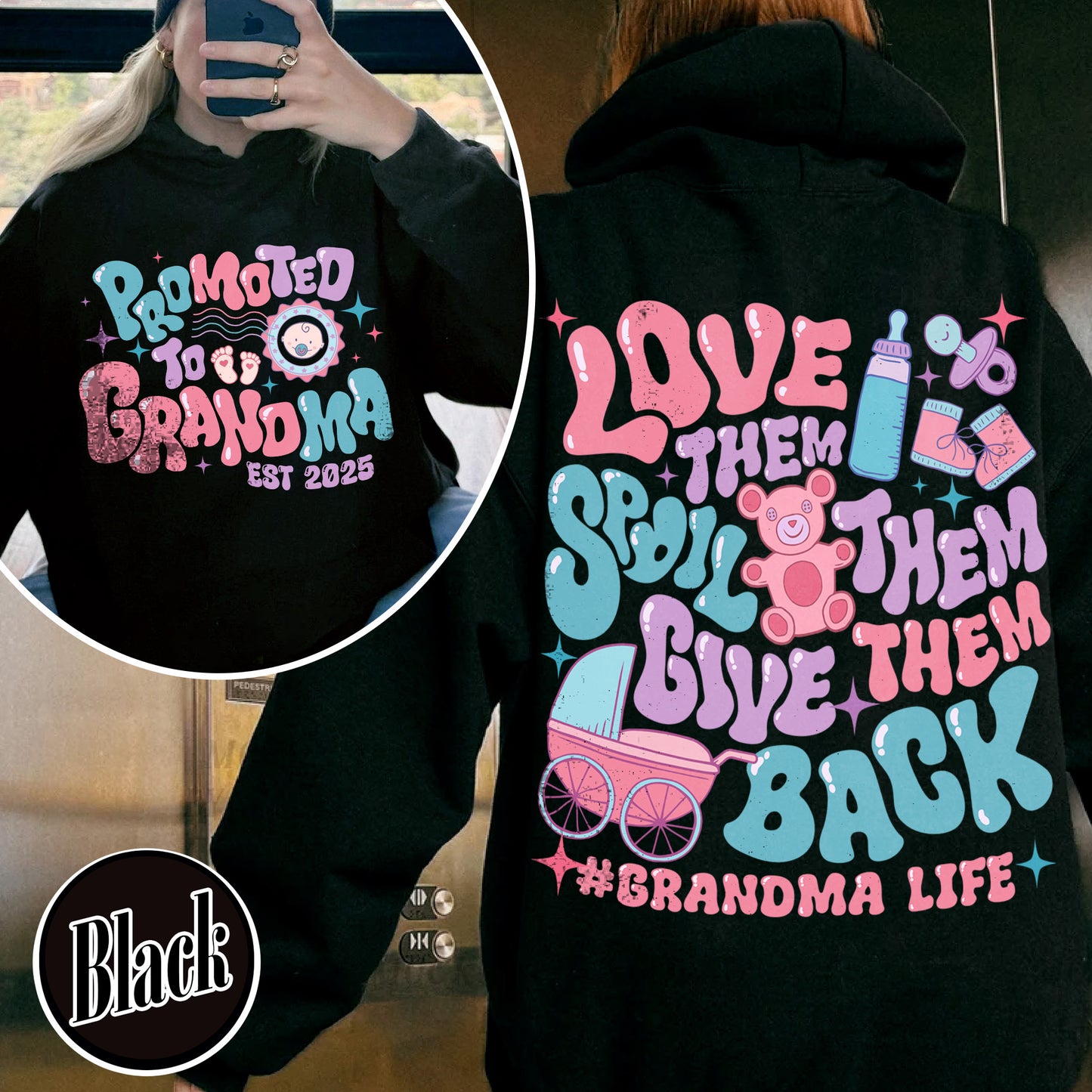 Mother’s Day Hoodie, Custom Promoted to Grandma Hoodie, Personalize Est Grandma Hoodie