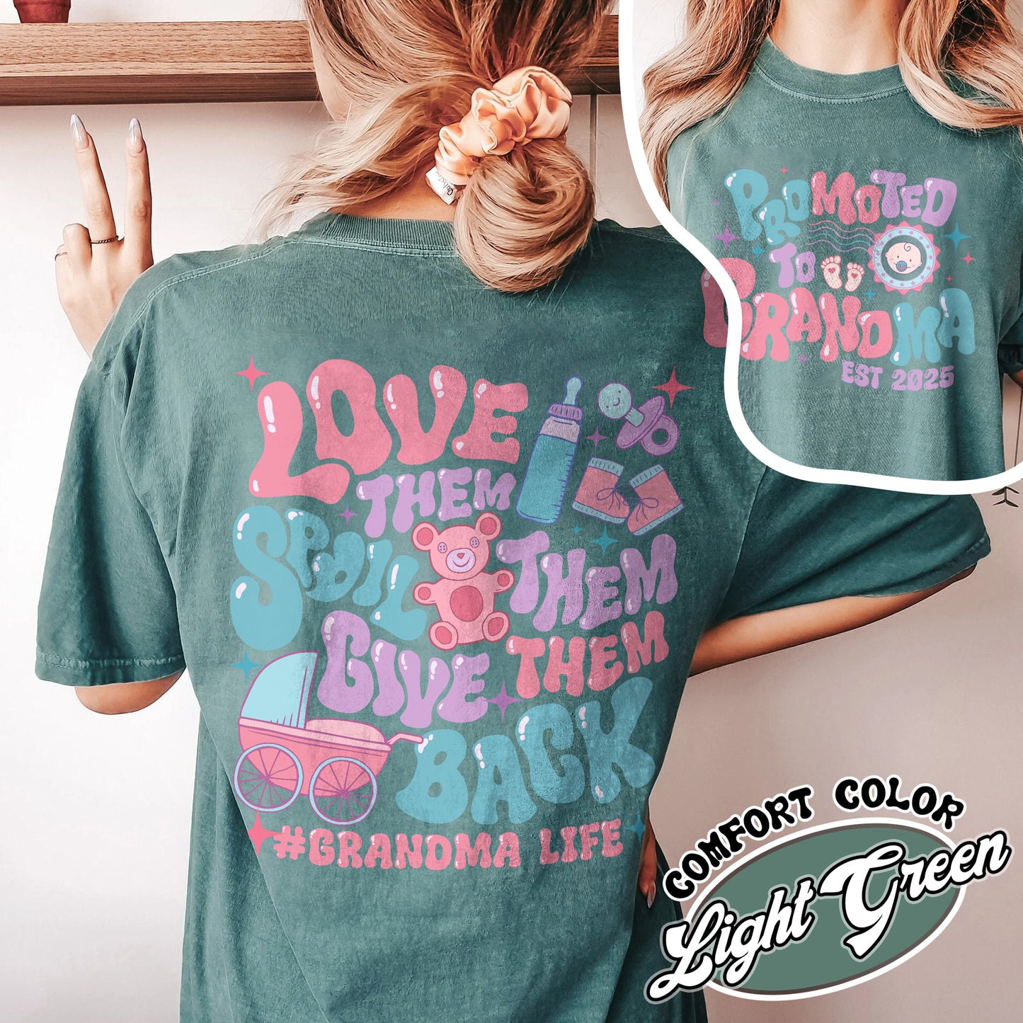 Mother’s Day Comfort Color Shirt, Custom Promoted to Grandma Shirt, Personalize Est Grandma Shirt